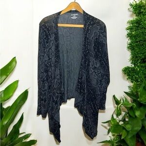 LANE BRYANT Reptile Animal Print Boho Open Waterfall Plus Size Cardigan